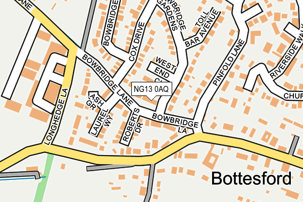 NG13 0AQ map - OS OpenMap – Local (Ordnance Survey)