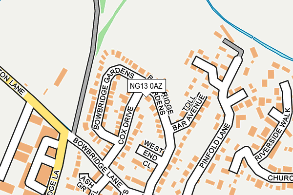NG13 0AZ map - OS OpenMap – Local (Ordnance Survey)