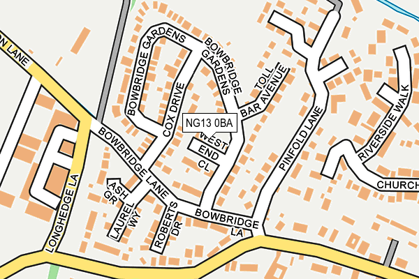 NG13 0BA map - OS OpenMap – Local (Ordnance Survey)