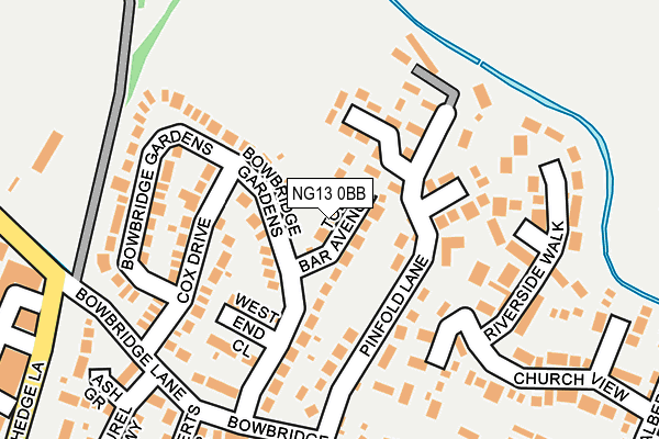 NG13 0BB map - OS OpenMap – Local (Ordnance Survey)