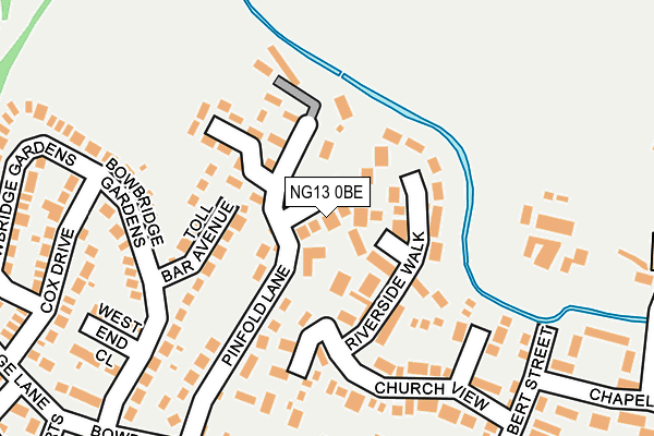 NG13 0BE map - OS OpenMap – Local (Ordnance Survey)