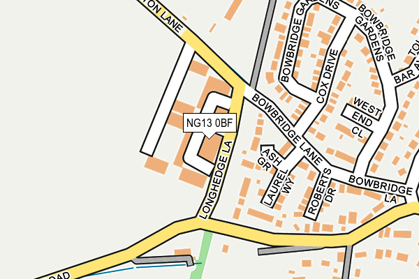 NG13 0BF map - OS OpenMap – Local (Ordnance Survey)