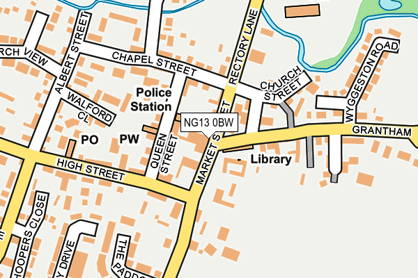 NG13 0BW map - OS OpenMap – Local (Ordnance Survey)