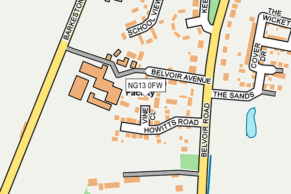 NG13 0FW map - OS OpenMap – Local (Ordnance Survey)