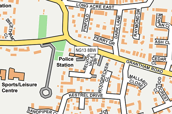 NG13 8BW map - OS OpenMap – Local (Ordnance Survey)