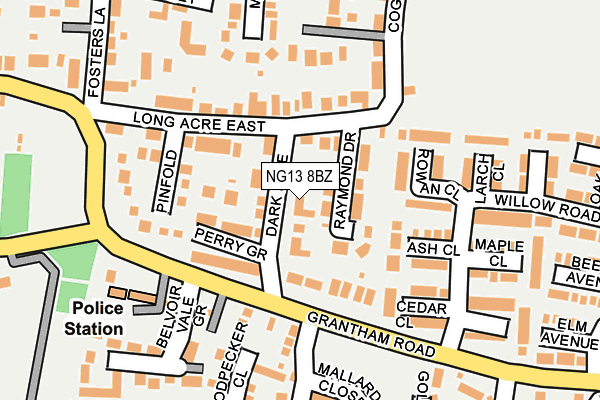 NG13 8BZ map - OS OpenMap – Local (Ordnance Survey)