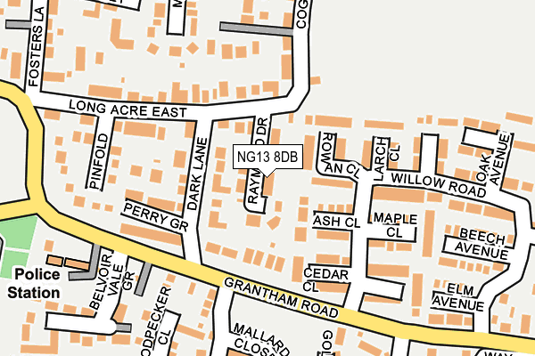 NG13 8DB map - OS OpenMap – Local (Ordnance Survey)