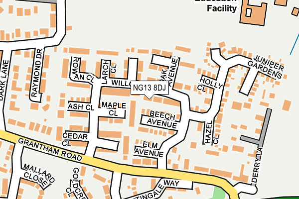 NG13 8DJ map - OS OpenMap – Local (Ordnance Survey)
