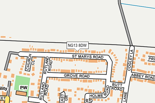 NG13 8DW map - OS OpenMap – Local (Ordnance Survey)