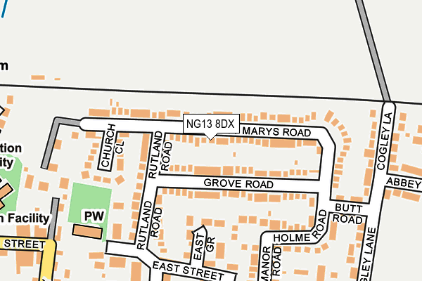 NG13 8DX map - OS OpenMap – Local (Ordnance Survey)