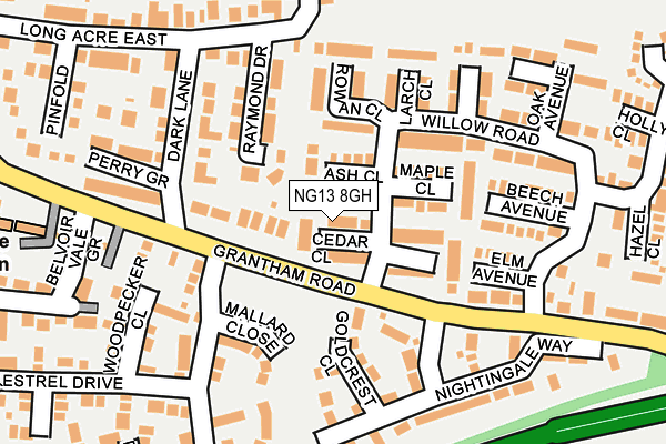 NG13 8GH map - OS OpenMap – Local (Ordnance Survey)