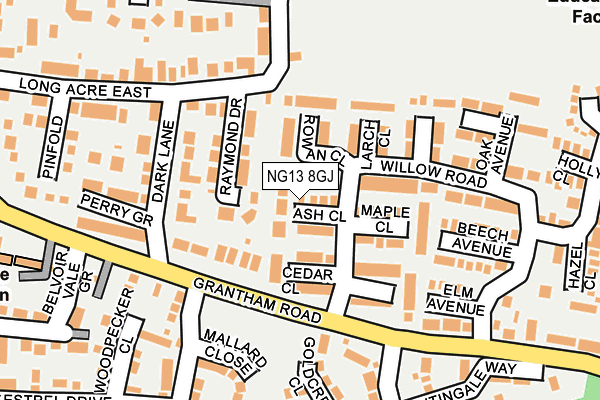 NG13 8GJ map - OS OpenMap – Local (Ordnance Survey)