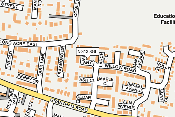 NG13 8GL map - OS OpenMap – Local (Ordnance Survey)