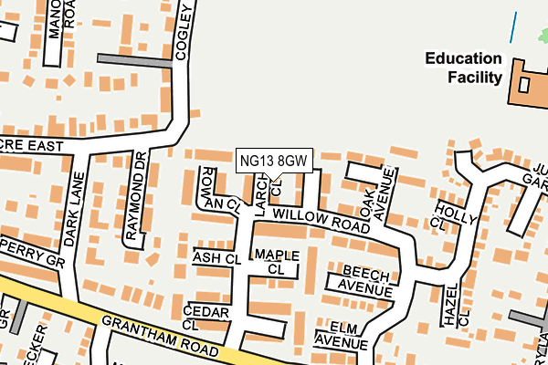 NG13 8GW map - OS OpenMap – Local (Ordnance Survey)