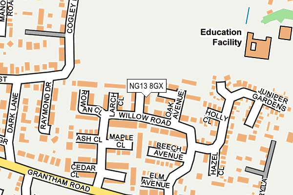 NG13 8GX map - OS OpenMap – Local (Ordnance Survey)