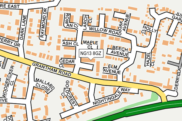 NG13 8GZ map - OS OpenMap – Local (Ordnance Survey)