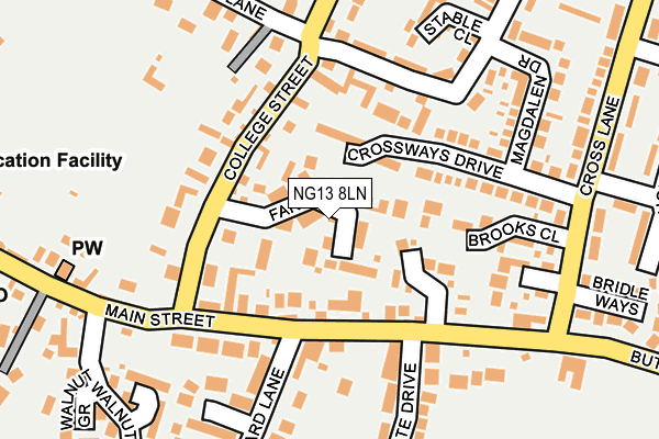 NG13 8LN map - OS OpenMap – Local (Ordnance Survey)