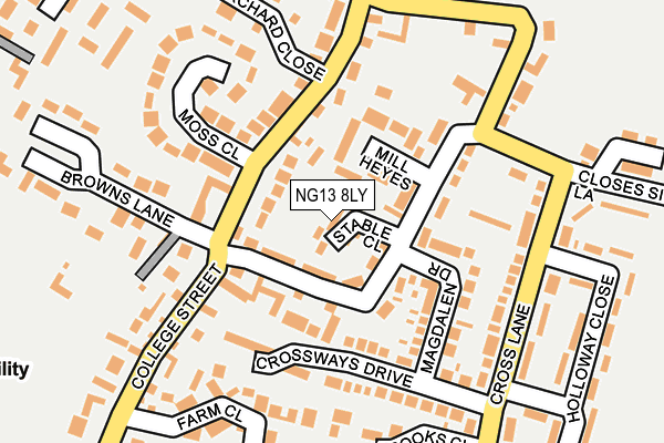NG13 8LY map - OS OpenMap – Local (Ordnance Survey)
