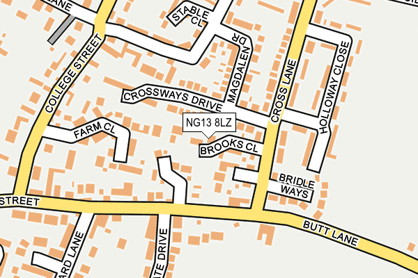 NG13 8LZ map - OS OpenMap – Local (Ordnance Survey)