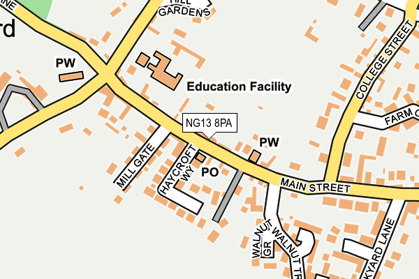 NG13 8PA map - OS OpenMap – Local (Ordnance Survey)