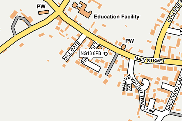 NG13 8PB map - OS OpenMap – Local (Ordnance Survey)