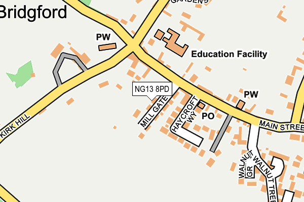 NG13 8PD map - OS OpenMap – Local (Ordnance Survey)