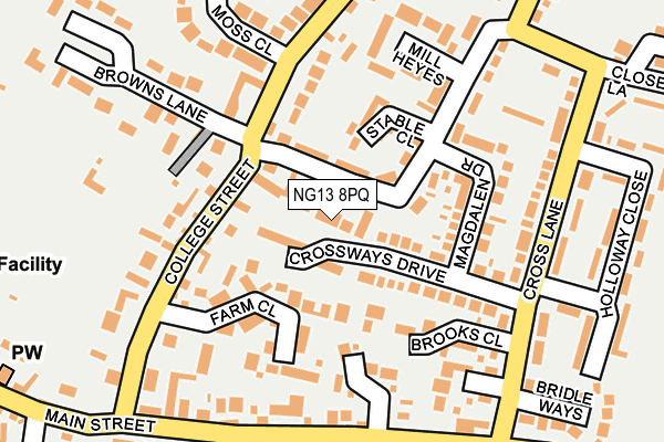 NG13 8PQ map - OS OpenMap – Local (Ordnance Survey)