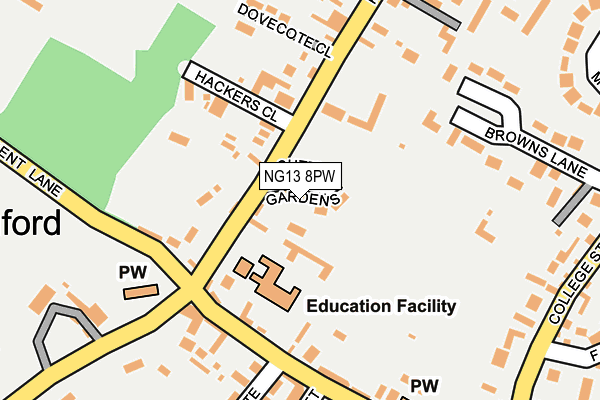 NG13 8PW map - OS OpenMap – Local (Ordnance Survey)