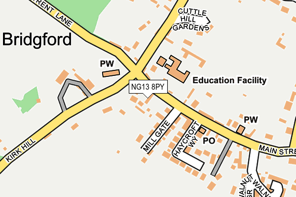 NG13 8PY map - OS OpenMap – Local (Ordnance Survey)