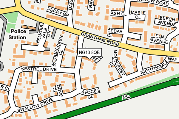NG13 8QB map - OS OpenMap – Local (Ordnance Survey)