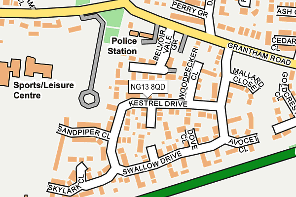 NG13 8QD map - OS OpenMap – Local (Ordnance Survey)