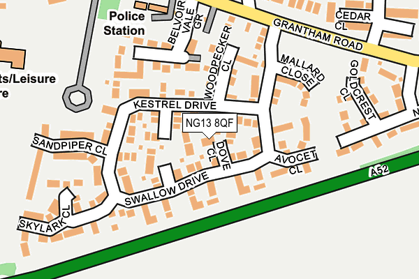 NG13 8QF map - OS OpenMap – Local (Ordnance Survey)