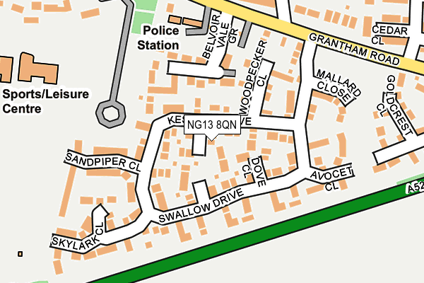 NG13 8QN map - OS OpenMap – Local (Ordnance Survey)