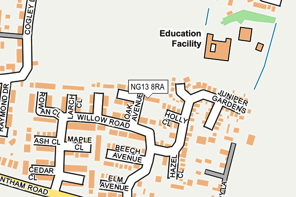 NG13 8RA map - OS OpenMap – Local (Ordnance Survey)