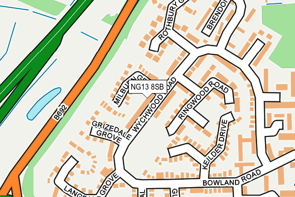 NG13 8SB map - OS OpenMap – Local (Ordnance Survey)