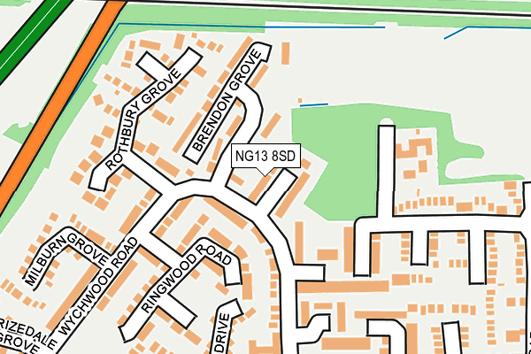 NG13 8SD map - OS OpenMap – Local (Ordnance Survey)