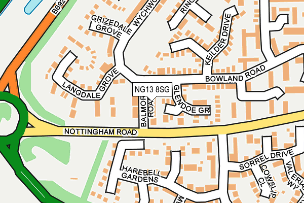 NG13 8SG map - OS OpenMap – Local (Ordnance Survey)