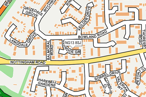 NG13 8SJ map - OS OpenMap – Local (Ordnance Survey)