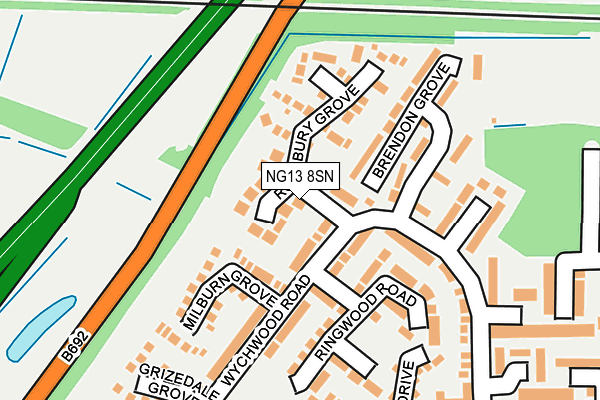 NG13 8SN map - OS OpenMap – Local (Ordnance Survey)
