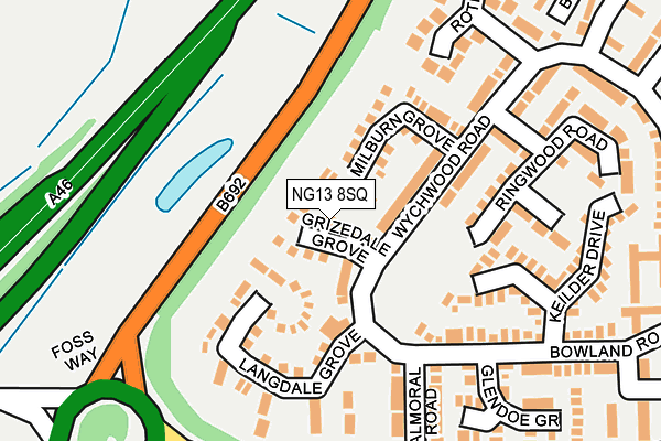 NG13 8SQ map - OS OpenMap – Local (Ordnance Survey)