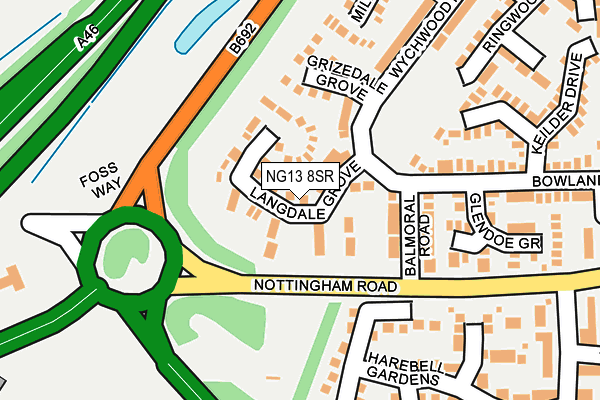 NG13 8SR map - OS OpenMap – Local (Ordnance Survey)