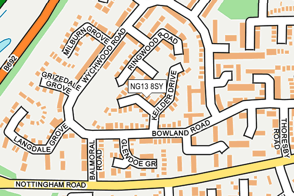 NG13 8SY map - OS OpenMap – Local (Ordnance Survey)