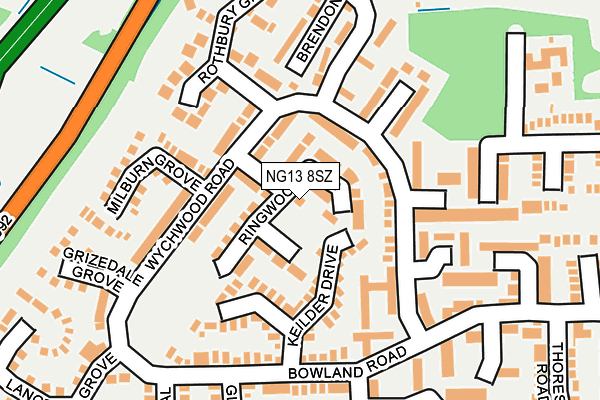 NG13 8SZ map - OS OpenMap – Local (Ordnance Survey)