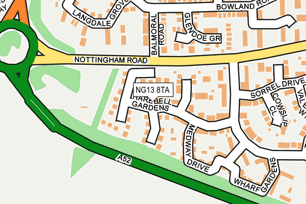 NG13 8TA map - OS OpenMap – Local (Ordnance Survey)