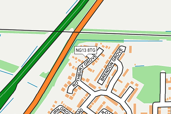 NG13 8TG map - OS OpenMap – Local (Ordnance Survey)