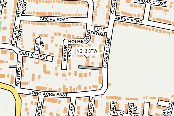 NG13 8TW map - OS OpenMap – Local (Ordnance Survey)