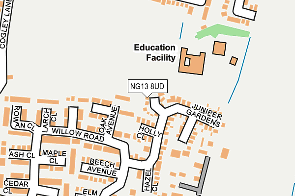 NG13 8UD map - OS OpenMap – Local (Ordnance Survey)