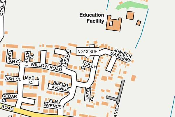 NG13 8UE map - OS OpenMap – Local (Ordnance Survey)