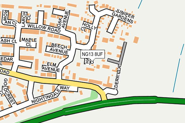 NG13 8UF map - OS OpenMap – Local (Ordnance Survey)