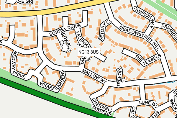 NG13 8US map - OS OpenMap – Local (Ordnance Survey)